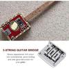 Adjustable 3 String Guitar Hard-tail Tailpiece Bridge for Cigar Box Electric Guitar Parts Replacement Chrome