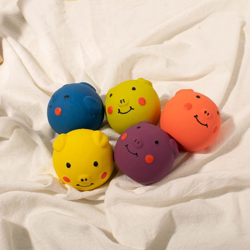 Direktverkauf ab Werk Haustierspielzeug Ball Latex Quietschender Schweinekopf Ball für Hunde und Katzen