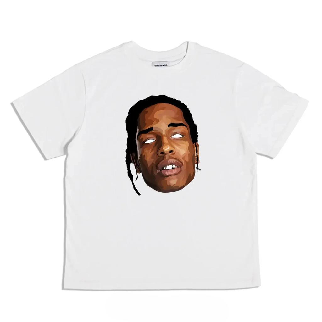 Hip Hop Tshirt Singer Asap Rocky Rap TNG Theme Printed Pure Cotton  Men and Women