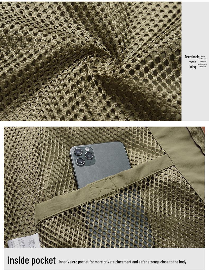 Vestă de pescuit pentru bărbați, cu buzunare multiple, pentru exterior, cu logo personalizat, disponibilă și mărimi mari