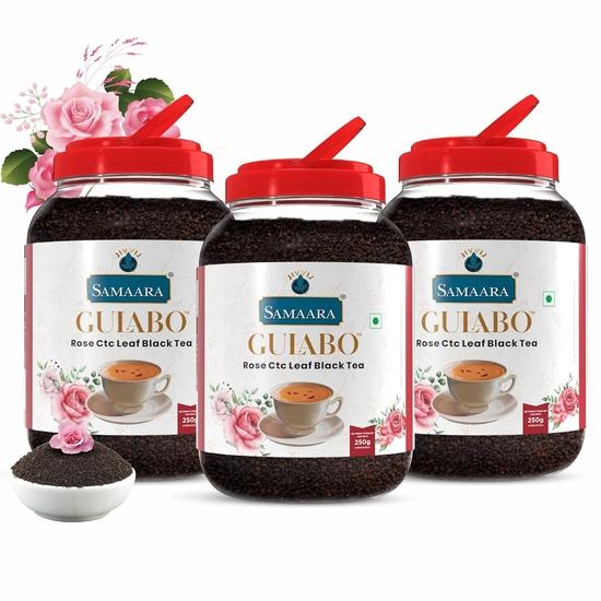 Samaara Rose Tea 750gm | Flavoured CTC Assam Black Leaf Tea | Gulab Chai Patti Powder | Gulabo Jar