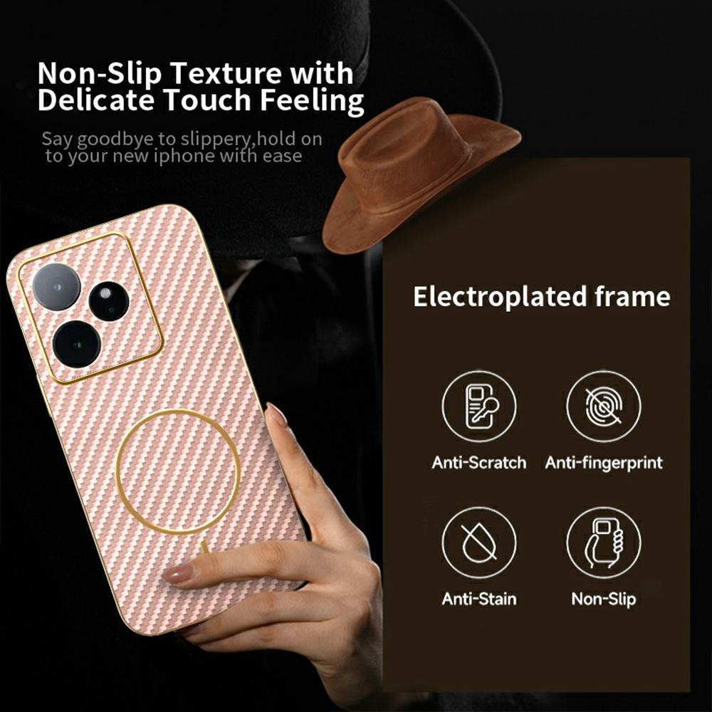 For Realme GT 7 5G Phone Case Carbon Fiber Textured Electroplated TPU Back Cover