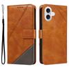 For iPhone 17 Leather Case Geometric Line Design Wallet Phone Cover with Wrist Strap