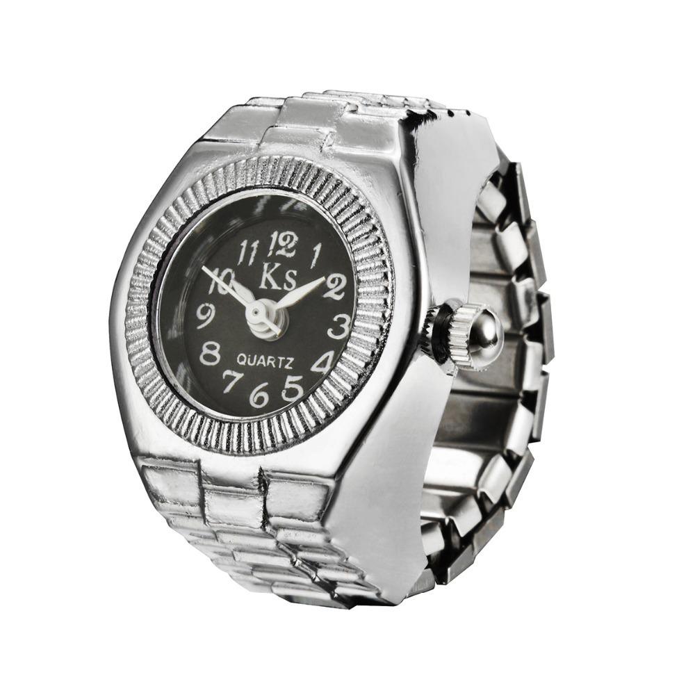 Stylish Alloy Silver Shell Ring Watch with Large & Small Numbers for Men & Women