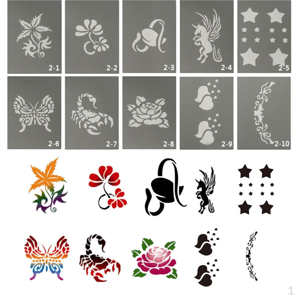 10 Styles Animal /Flower Painting Stencils Template Fancy Dress Makeup for Festival Party Decoration