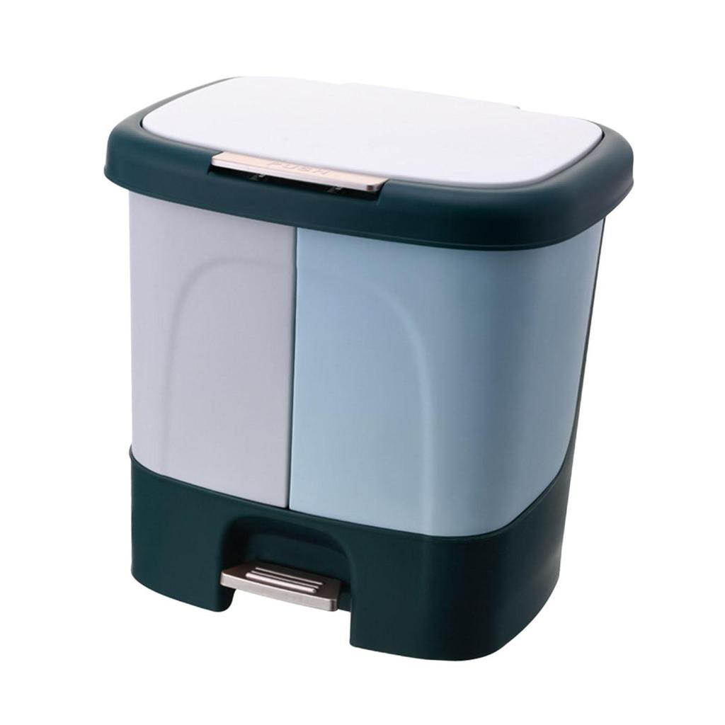 Sorting Waste Bin with Lid Double Compartment wet and Saving indoor Household , 38.5x30x37cm