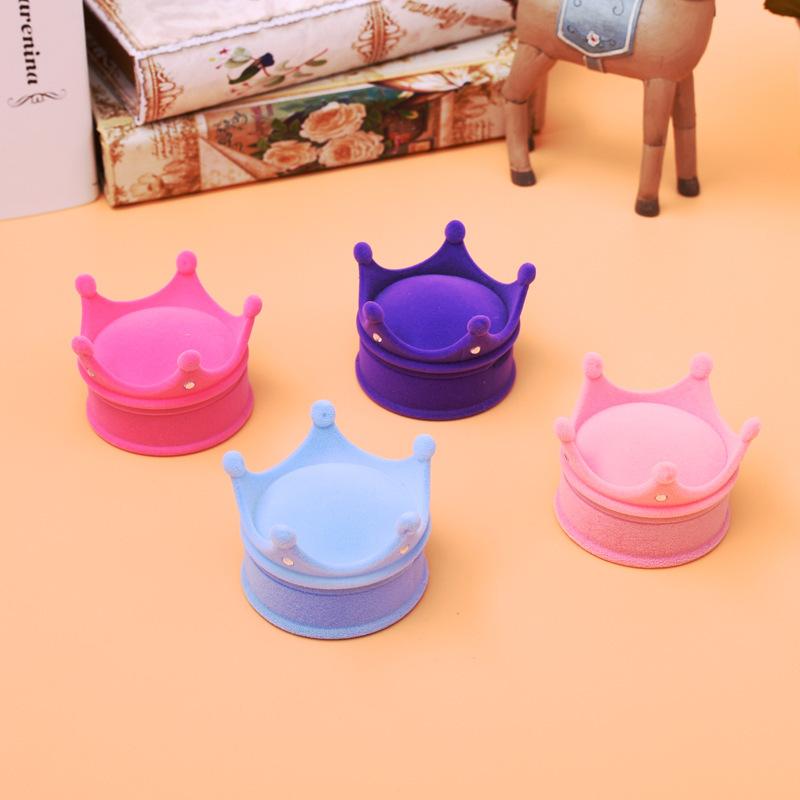 Velvet Jewelry Box Organizer Cute Wedding Ring Box Crown Storage Case Earring Necklace Display Packaging Gift Accessories