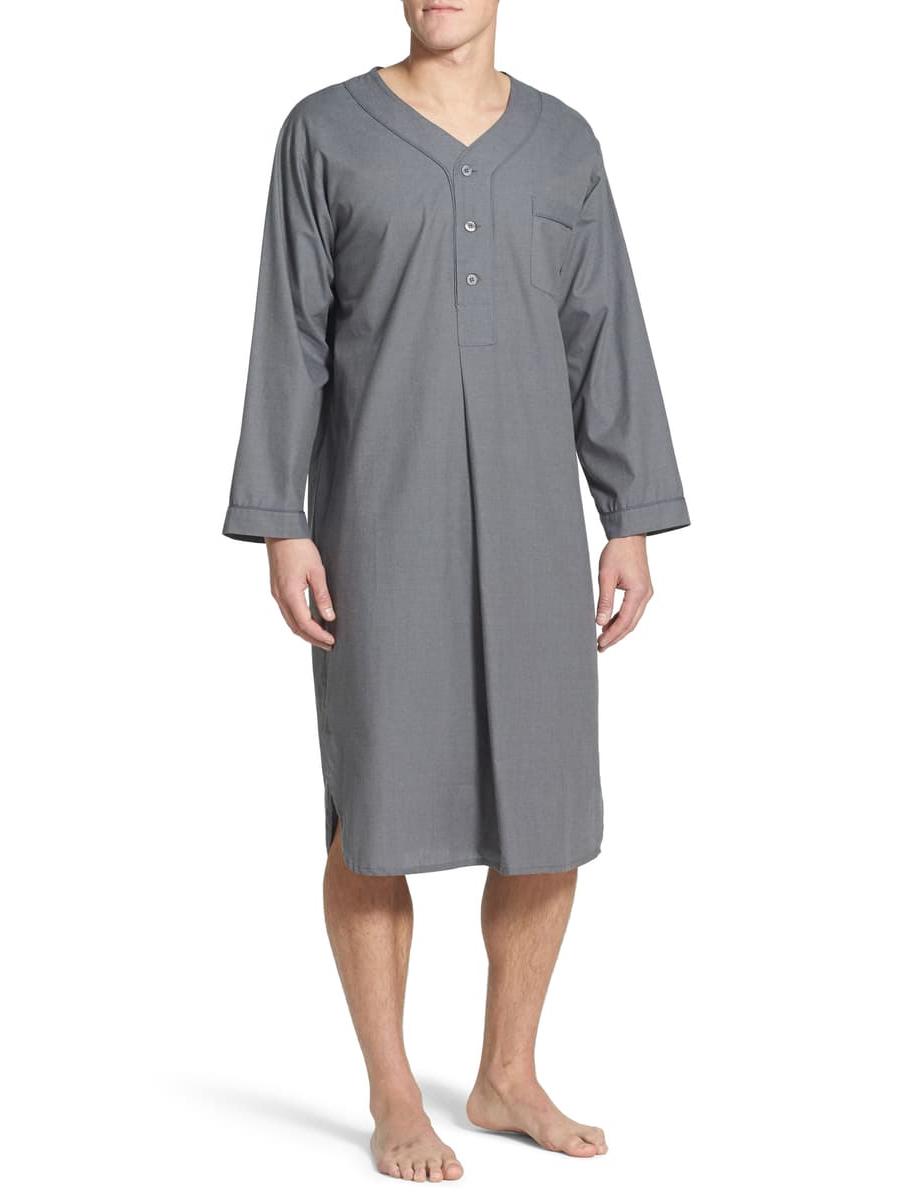 

Мужская роба в стиле Юго-Восточной Азии, свободного кроя, со стоячим воротником, с длинными рукавами, однотонная, пижама M серый