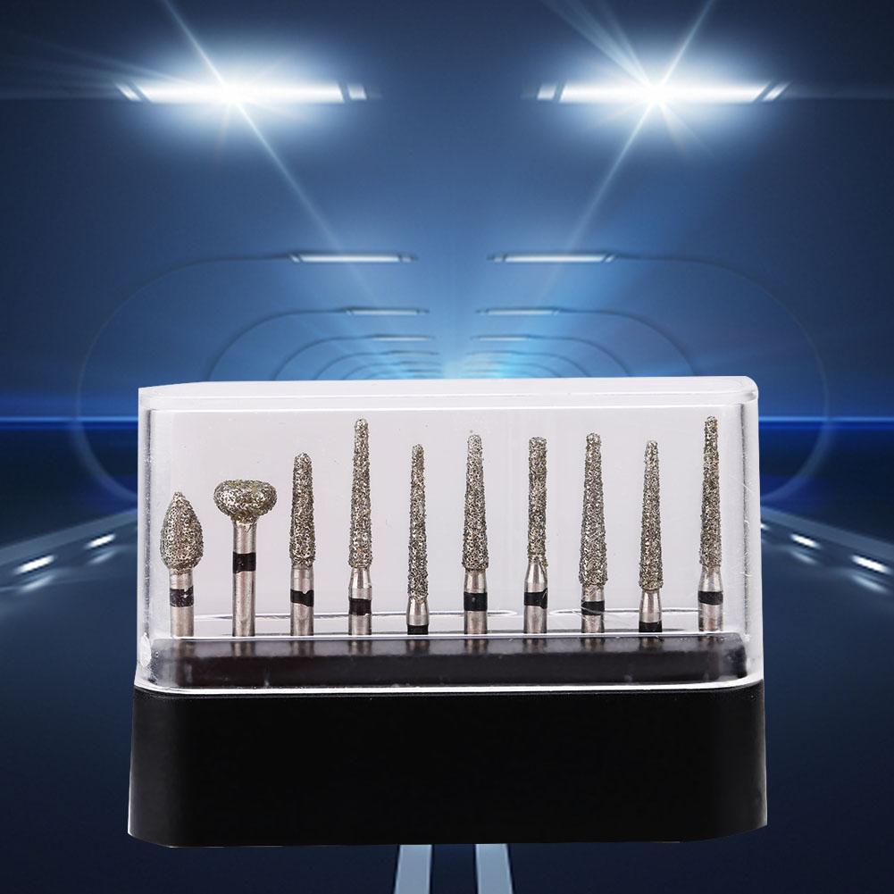 10pcs set Dental Diamond Burs FG 1.6mm High Speed Handpiece Emery Bits