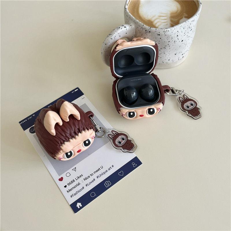 Labubu Toy Silicone Shockproof Protective Earphone Cover Case For Samsung Galaxy Buds FE/2 Pro/2/Pro/FE Case With Keychian