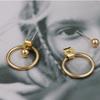 2024 New Fashion Jewelry Punk Style Gold Color Geometric Round Circle Stud Earrings Best Gift For Women Girl Wholesale