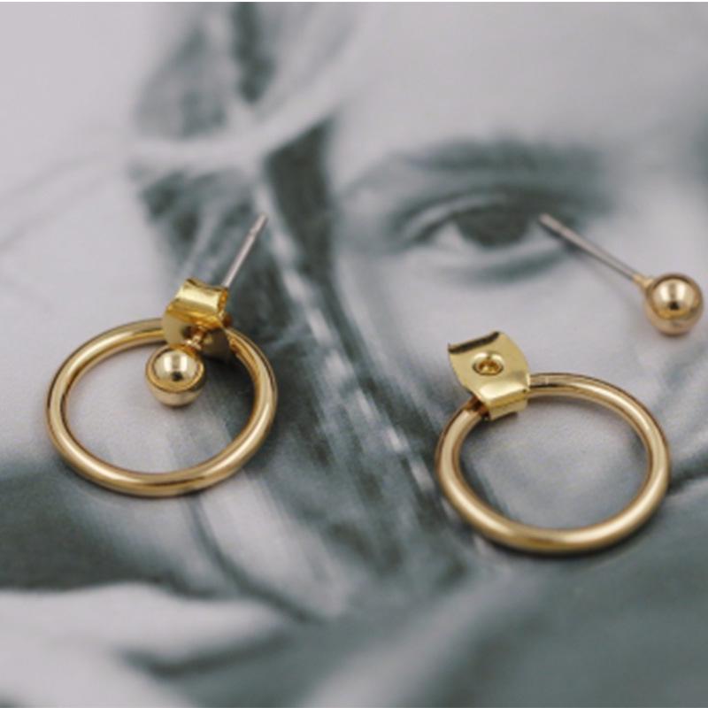 2024 New Fashion Jewelry Punk Style Gold Color Geometric Round Circle Stud Earrings Best Gift For Women Girl Wholesale