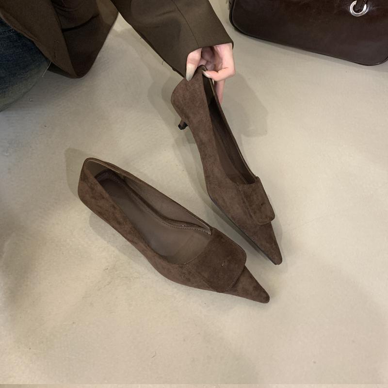 Burgundy Low Heel Pumps Black Shoes Women Pointed Toe High Heels Comforts Ladies Office Shoes Sapatos Femininas 35 коричневый 7738₽