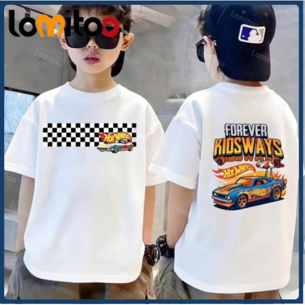 Fashionable and Casual Cute Cartoon Car Short Sleeved T-shirt for Boys and Girls