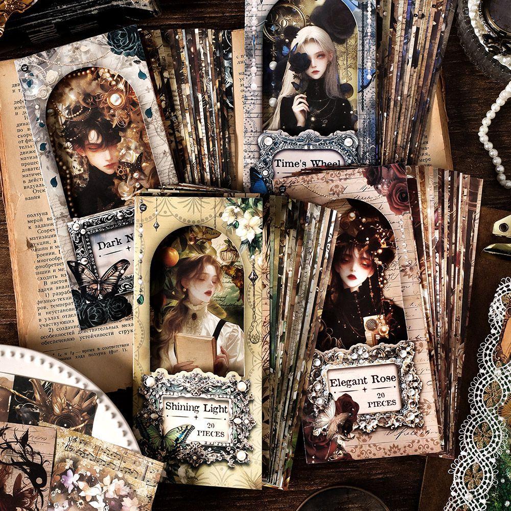20 Pcs Vintage Gothic Character Base Collage and Paper Material Paper European Ledger Decoration Scrapbooking Material