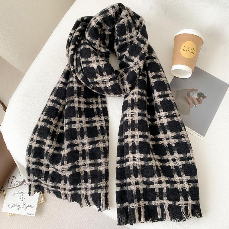 New Imitation Cashmere Women Scarf Winter Ladies Vintage Plaid Warm Scarve Pashmina Mujer Female Foulard Bufanda Wrap Shawl Men