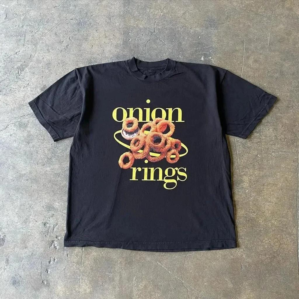 2025 Summer Cherry Pattern Print Washed Round Neck T-shirt Gothic Classic Y2K Plus Size Women's T-shirt Oversized Cotton T-shirt