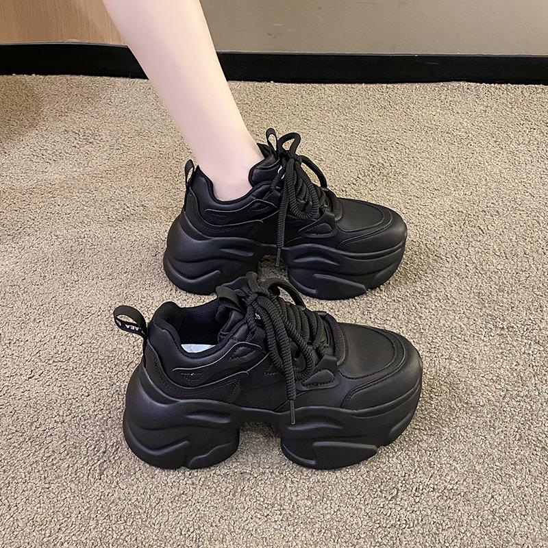 Fashion Women Chunky Sneakers 8CM High Platform Breathable Mesh Shoes Ladies Wedges Casual Shoes For Woman White Sports Dad Shoes 2024