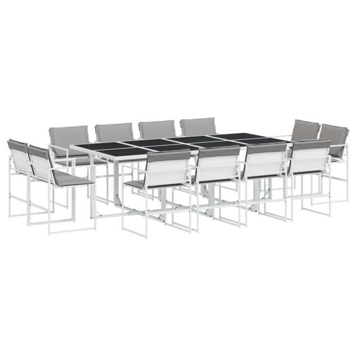 VidaXL Ensemble à manger de jardin avec coussins 13pcs blanc textilène, ensemble à manger d'extérieur, meuble à manger 3295095