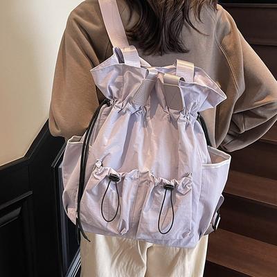 Lightweight and Multifunctional Backpack, Large Capacity Bag for Female College Students, Class Bag, Drawstring Commuting Single Shoulder Tote Bag