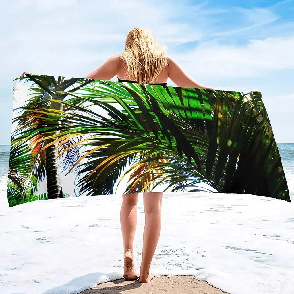 Palm Leaf Beach Towels Soft Microfiber Lightweight Sport Pool Towels Palm Leaves Bath Towel Sandless Quick Dry Swimming Cover