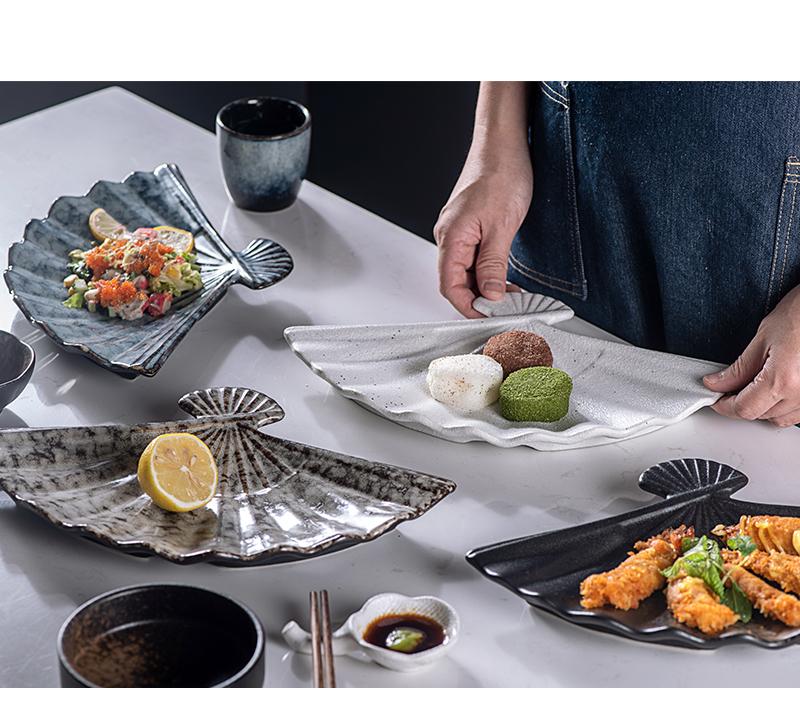 D9 Japanese Sushi Dish Fan Shaped Plate Bowl Creative Irregular Hotel Household Personalized Snacks Dim Sum Fan Tableware Dishes