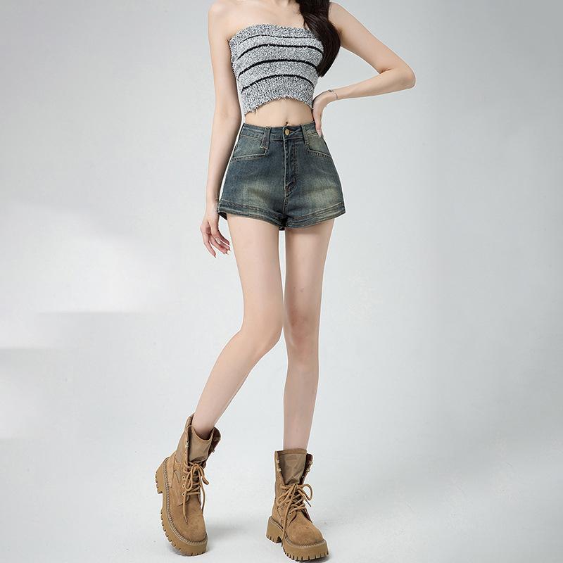 Women's Denim Shorts 2026 Summer New Tight-fitting A-line Jeans