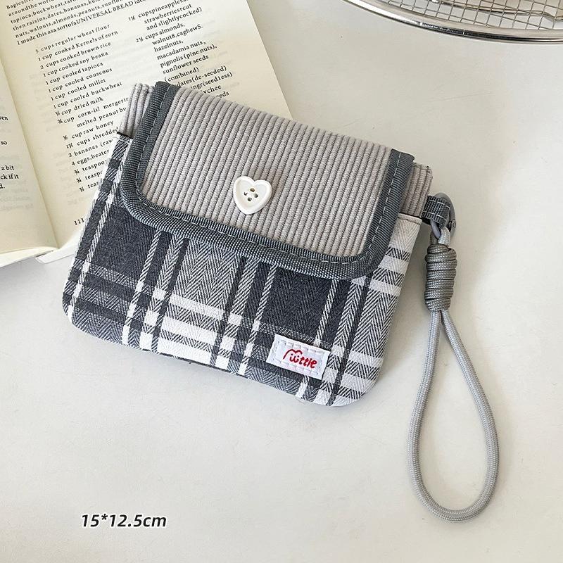 Contrast Color Plaid Aunt Bag Portable Sanitary Napkin Storage Storage Bag Student High-value Magnetic Buckle Bag with Handle