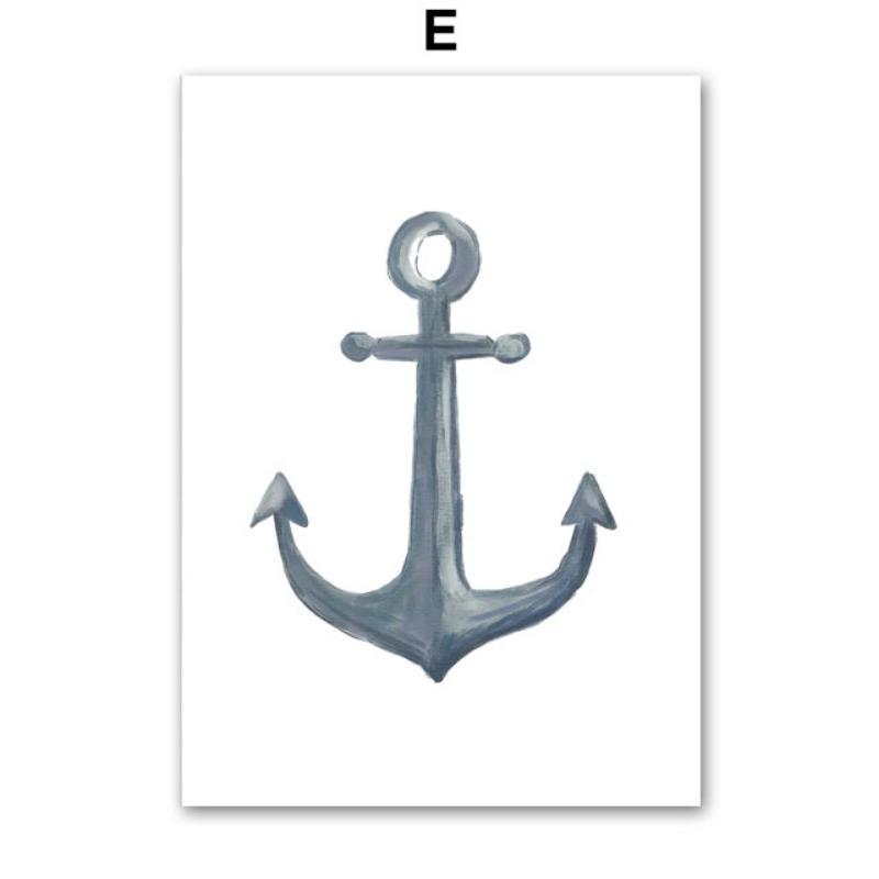 Whales Shark Starfish Shellfish Boat Anchor Wall Art Canvas Painting Nordic Posters And Prints Pictures For Baby Kids Room Decor