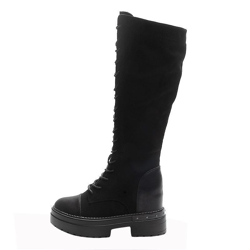 Korean version of long boots women's elastic boots 2025 autumn and winter boots with a thick sole increase of 9 cm fashion versatile trend