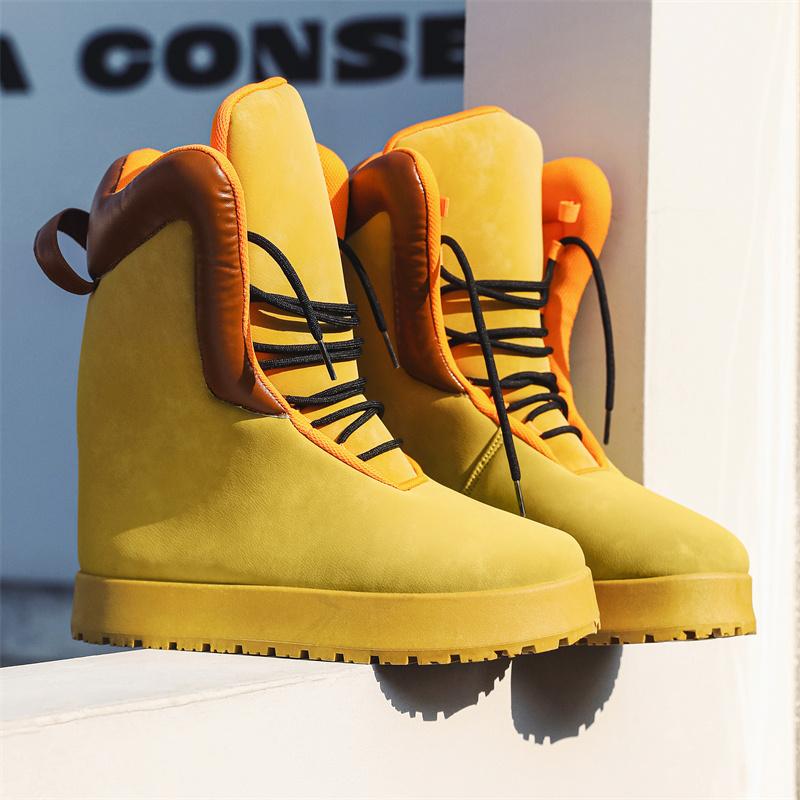 Neue High Top Herren Gelbe Stiefel Herbst Winter Designer Mode Stiefel Herren Streetwear Plateau Stiefel Herren Schuhe mit Höhenerhöhung