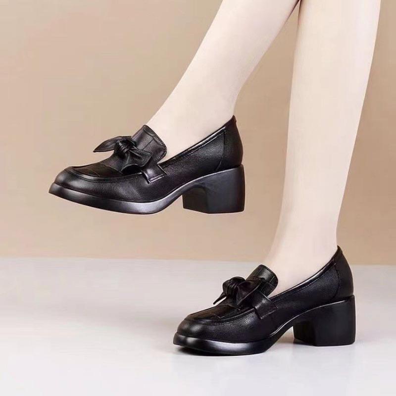 Chunk-heeled Shoes, Loafers, Thick-soled Leather Shoes, New Versatile, One-step Casual Single Shoes, Women's Shoes