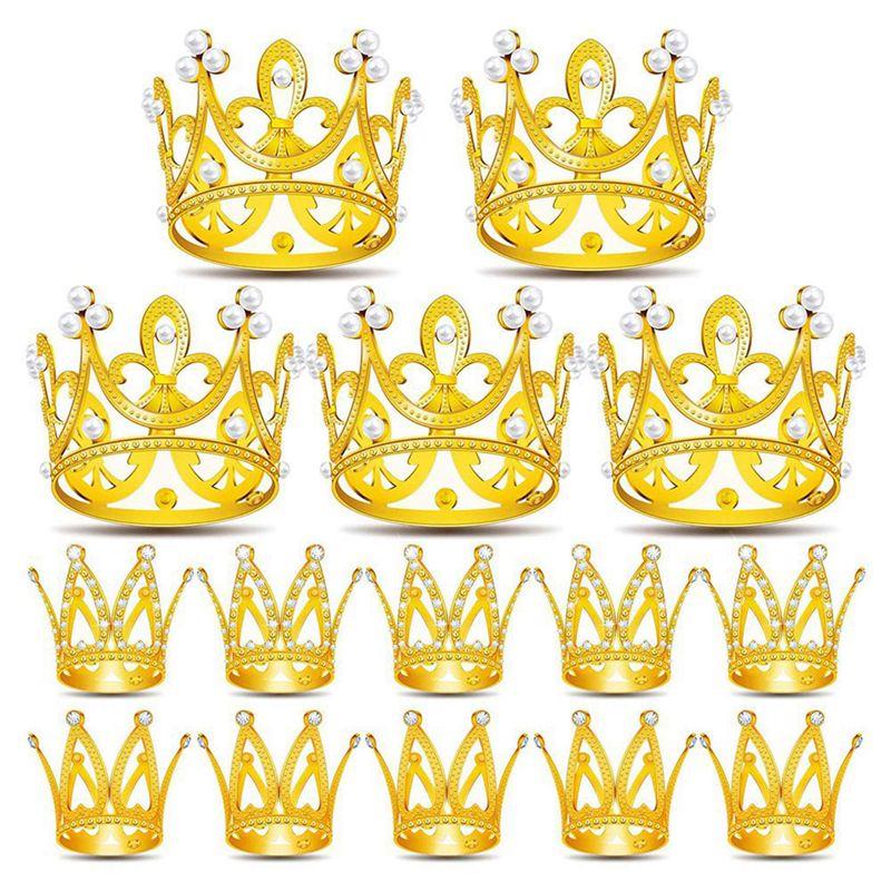 A84E-30Pcs Crown Cake Topper, Mini Baby Cupcake Crowns For Flower Arrangements Cupcake Baby Shower Wedding Decor