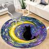 1pc Whimsical Feline Office Round Area Rug, Indoor Mat Suitable ForOffice, Under Office Chairs Bedroom Living Room Home Decor T180