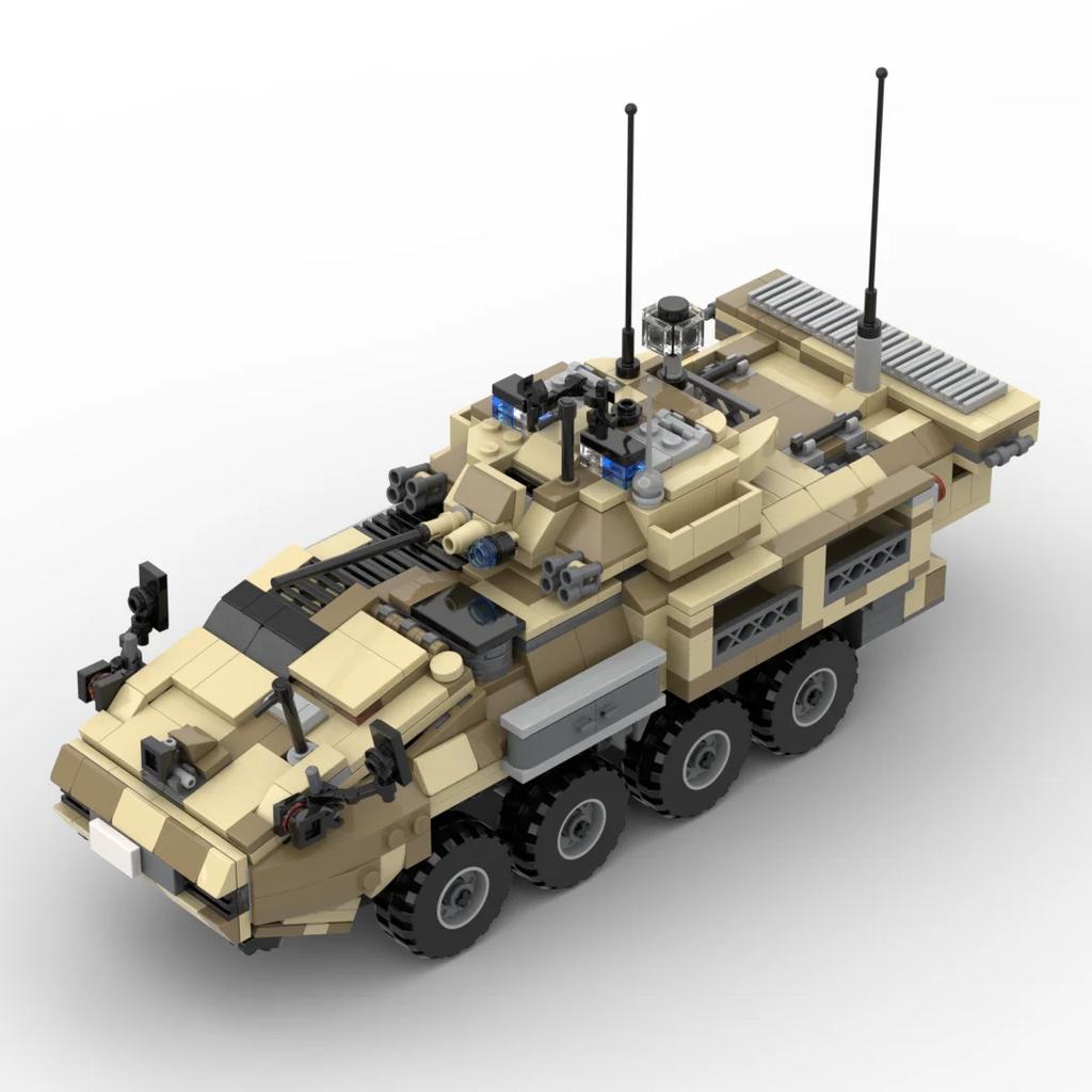 MOC US Military Armored Vehicle Building Blocks Rolling Thunder Desert Reconnaissance Truck Toy