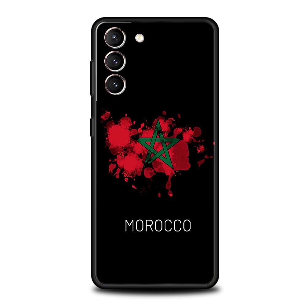 Morocco Flag Passport Phone Case For Samsung Galaxy S24 S23 S22 S20 Ultra S21 FE 5G S10 S9 Plus S10E S8 Note 20 Soft Black Cover