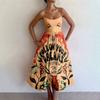 European and American Sexy U-Collar Waist Hugging Pleat Sling Big Hemline Dress Women Sexy Suspender Dress
