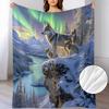 A Soft And Warm Fleece Blanket with a Wolf Pack Design, Perfect for Use On The Sofa, for Home Relaxation, As an Air Conditioning Blanket, for Napping,
