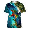 T-Shirts for Children 3D Printed Cute Parrot T-Shirt Fun Children's Clothing Summer Casual Crew Neck Short Sleeves Kids Clothes