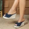 Fashion Shoes Ladies' Slippers Flock Low Rome Slides Fabric Hoof Heels TPR Flock Low Shoes Ladies' Slippers Slides Rome TPR Fabric Hoof