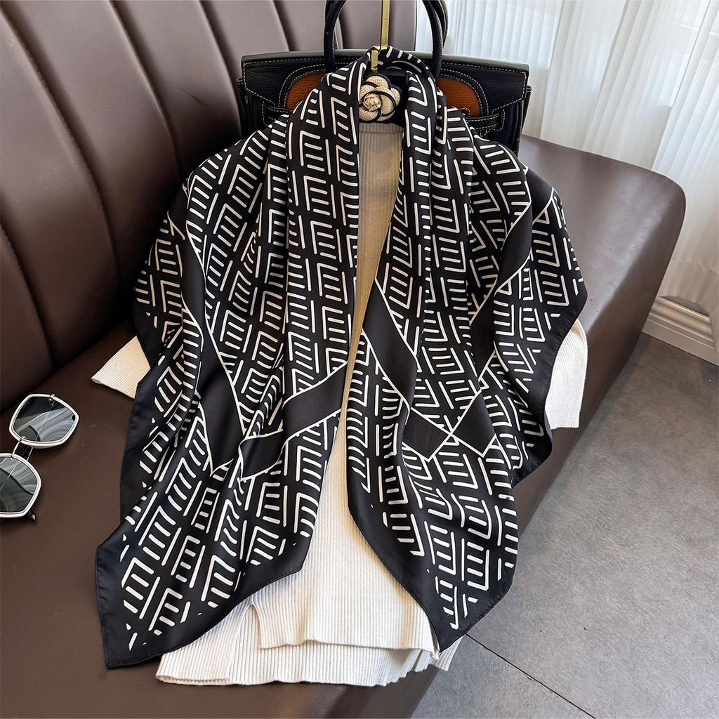 New Spring and Summer Fashion Scarf Striped Twill Shawl for Women  Big Square Scarf Sun Scarf Neck