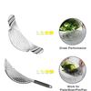 2 Pieces Pot Strainer with Handle Stainless Steel Colander Pasta Drainer Pan Pot Strainer with Recessed Hand Grips Fits up to 9"
