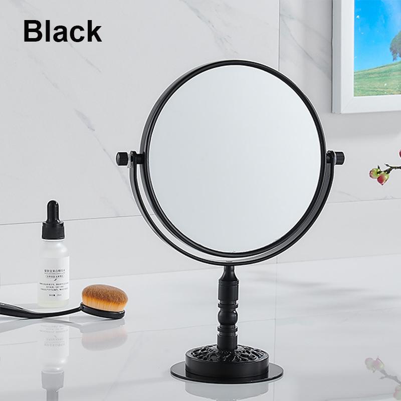 Miroir de Maquillage de Salle de Bain à Double Face Grossissement 1X/3X Cadre en Aluminium Miroir de Beauté de Table (Noir/Argent/Or)