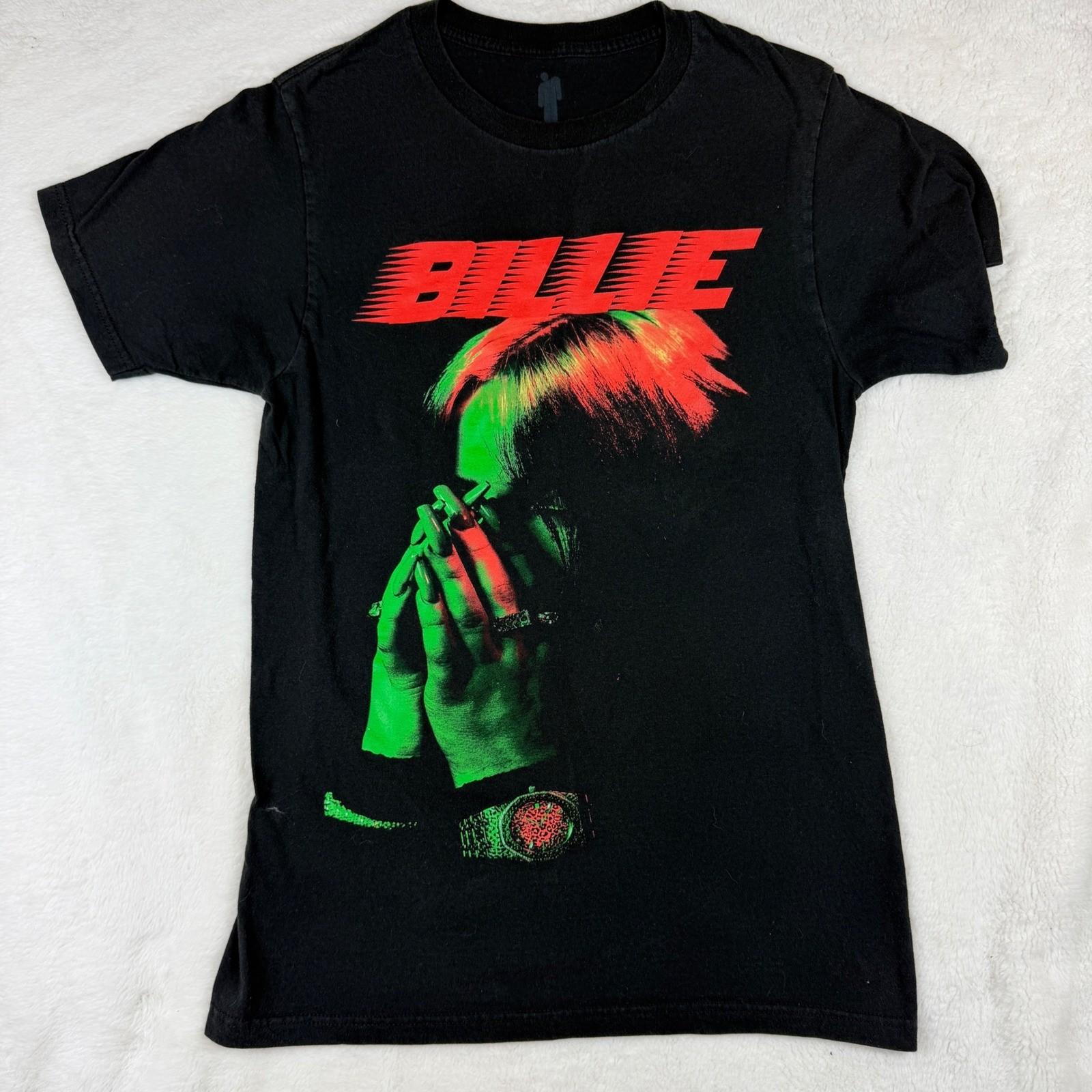 Billie Eilish Official Graphic T-Shirt Black Neon Green Red Logo Mens Small S Unisex T-Shirt XXXL