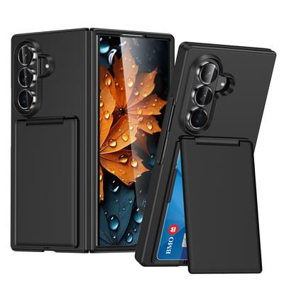 Hinge Protection Black Hard Folding Case for Samsung Galaxy Z Fold7 Fold 7 Fold6 5G Fold6 Card Holder Cell Phone Cover