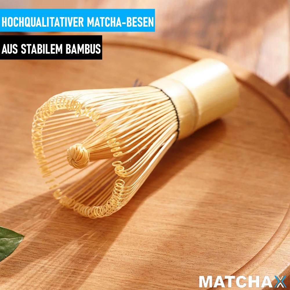MATCHAX Matcha Besen Set Bambusbesen Chasen Teelöffel Chashaku Teezeremonie 3tlg