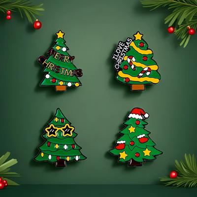Christmas Brooch Alloy Drip Christmas Tree Merrychristmas Cartoon Badge Accessories