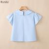 ZANZEA Women Casual Round Neck Loose Short Sleeve Floral Print Blouse