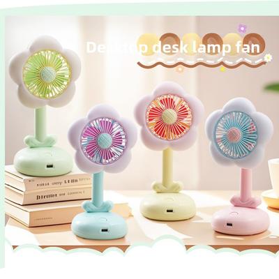 USB Charging with Lights Office Dormitory Student Desktop Flower Desk Lamp Fan