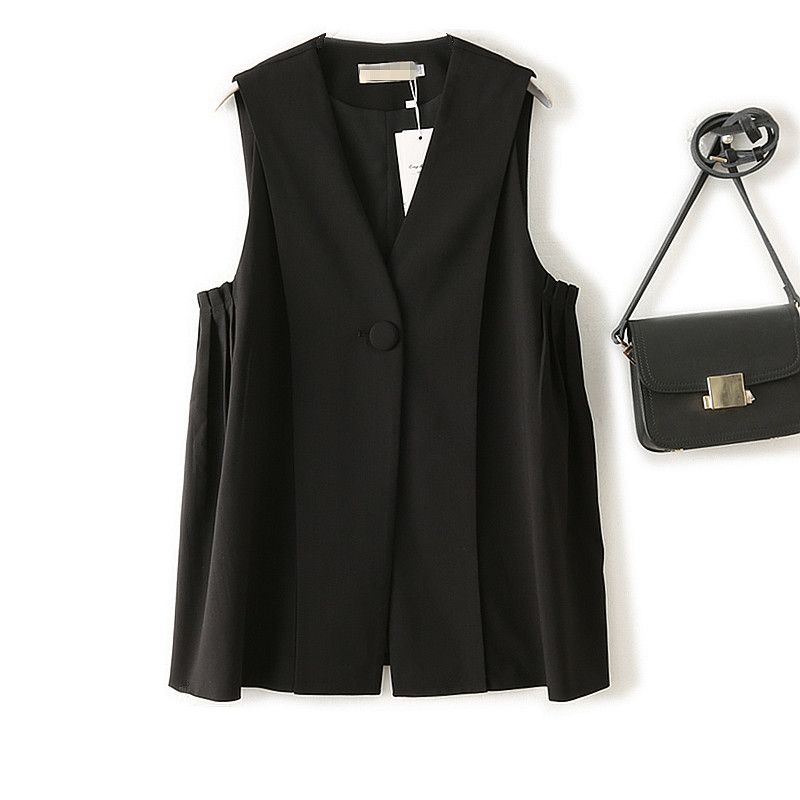 

Креативный модный А-силуэт черный кардиган-жилет Black 3XL